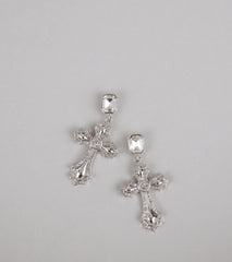 Saint and Slay Rhinestone Cross Earrings