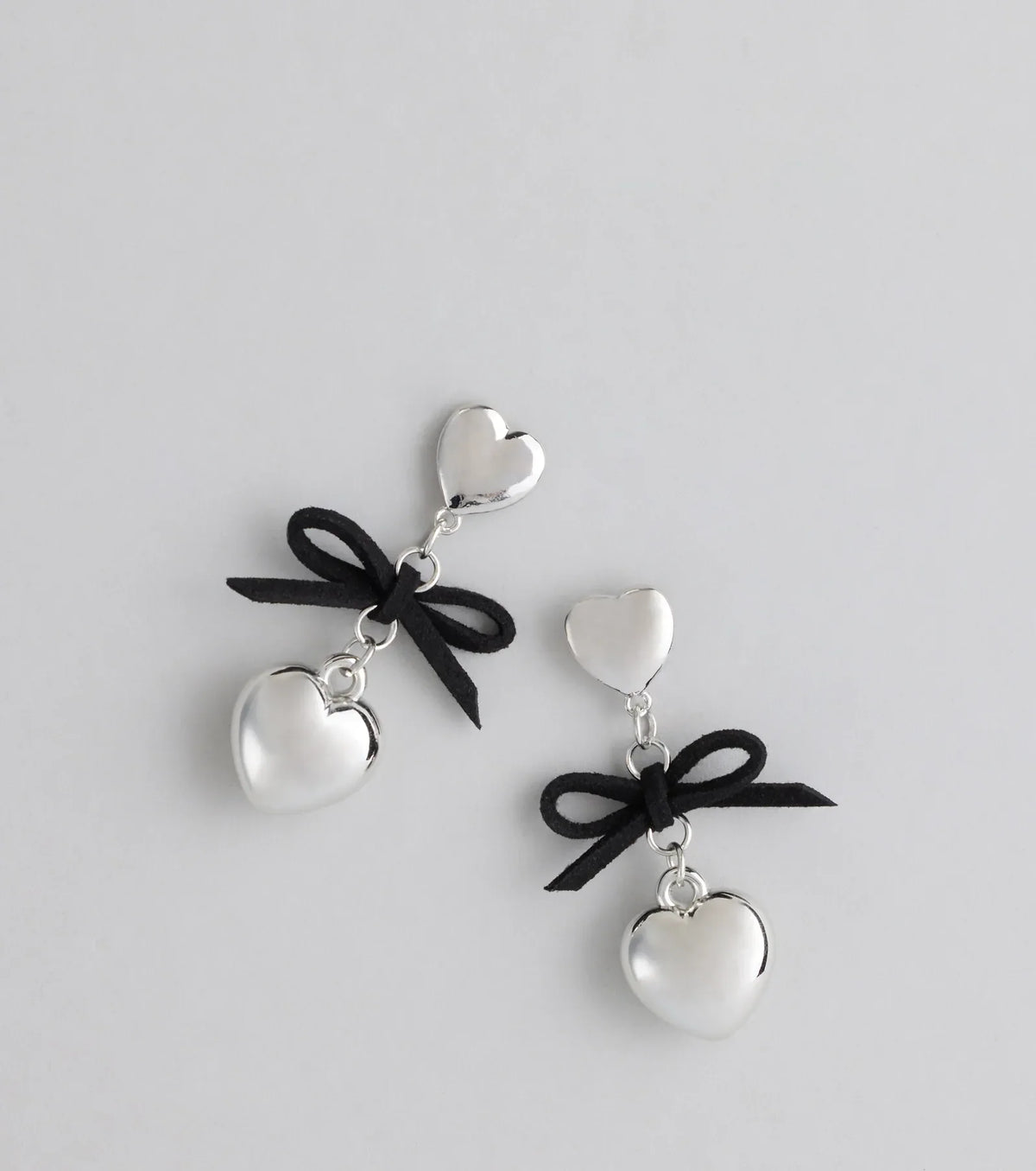 Sweet Talker Heart And Bow Drop Earrings