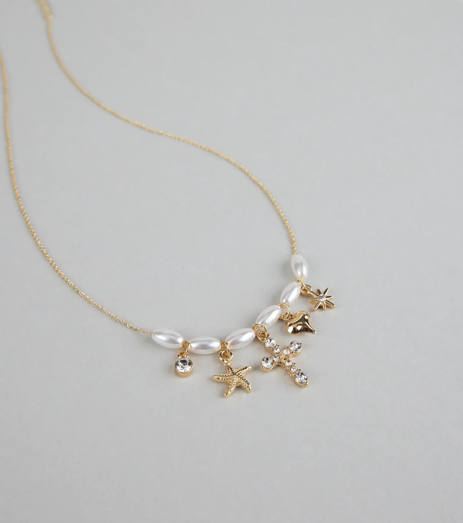 Seas the Moment Faux Pearl Charm Necklace