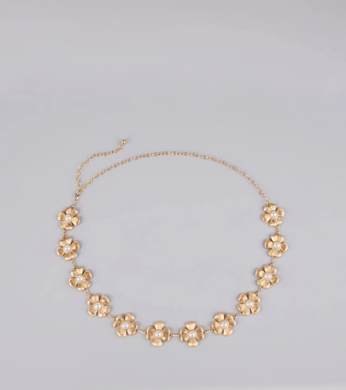 Flower Power Faux Pearl Chain Belt
