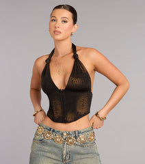 Golden Hour Glam Rhinestone Chain-Link Belt
