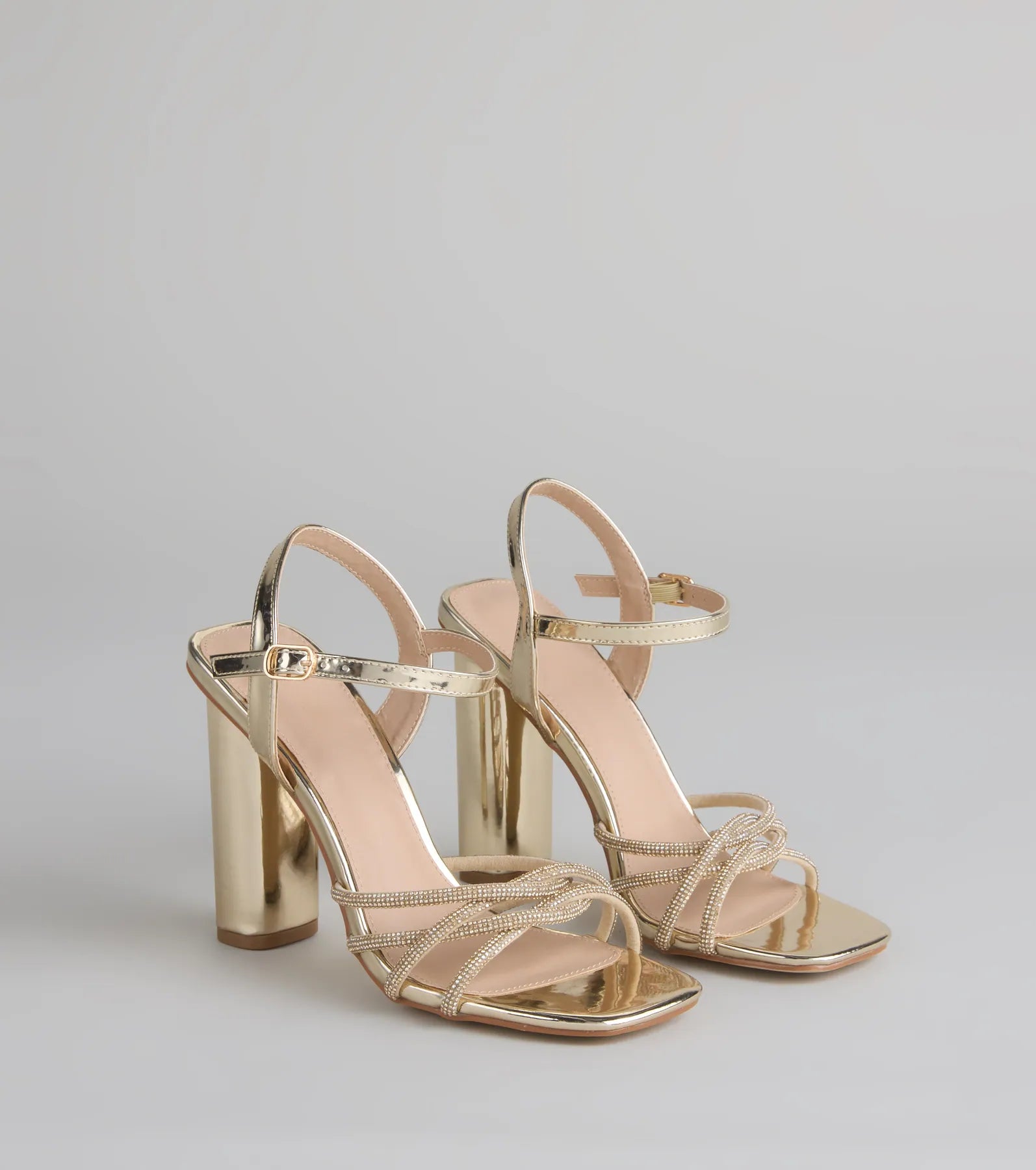 Glow Getter Twisted Rhinestone Heels