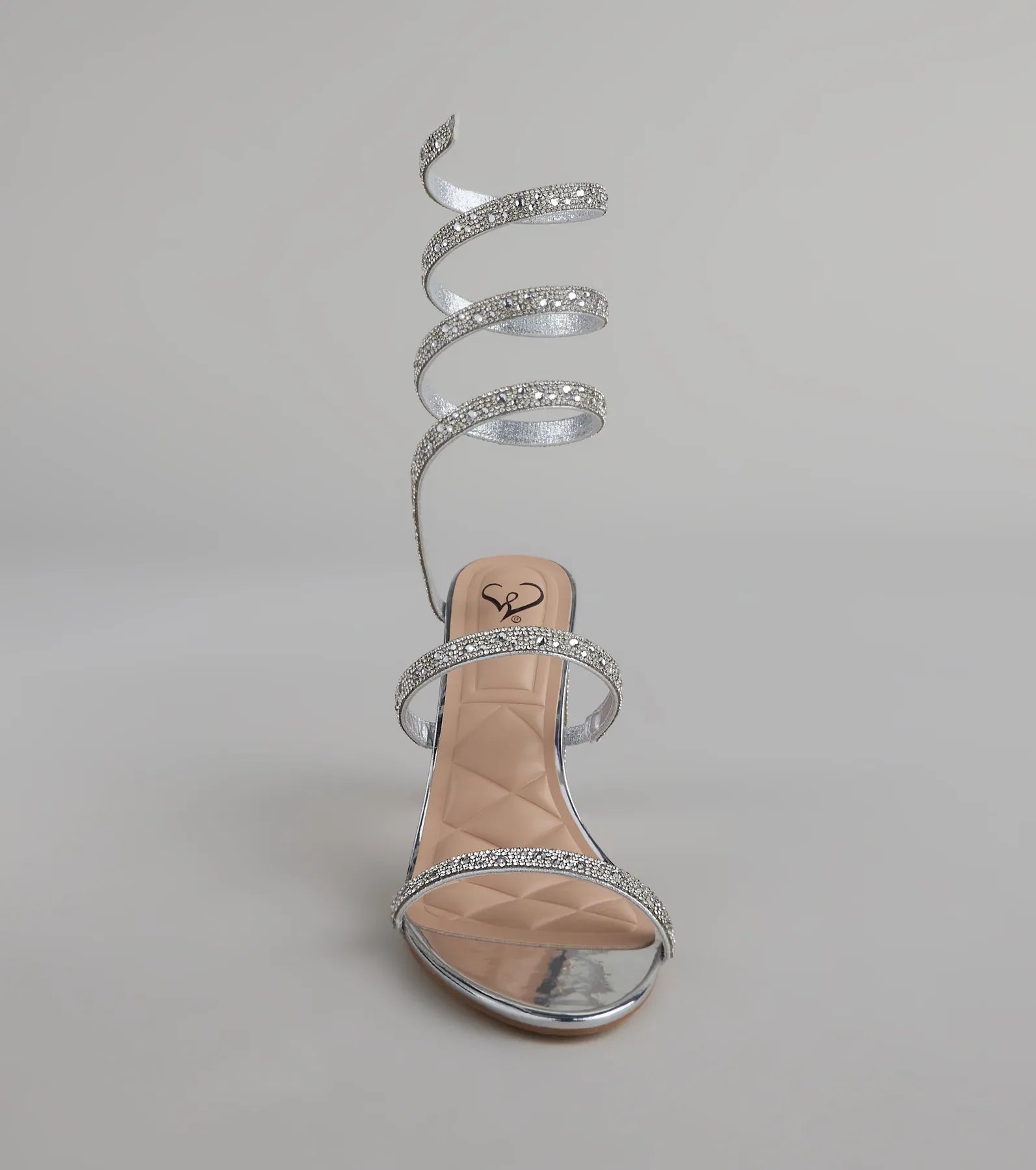 Feelin' Glam Rhinestone Spiral Strap Block Heels