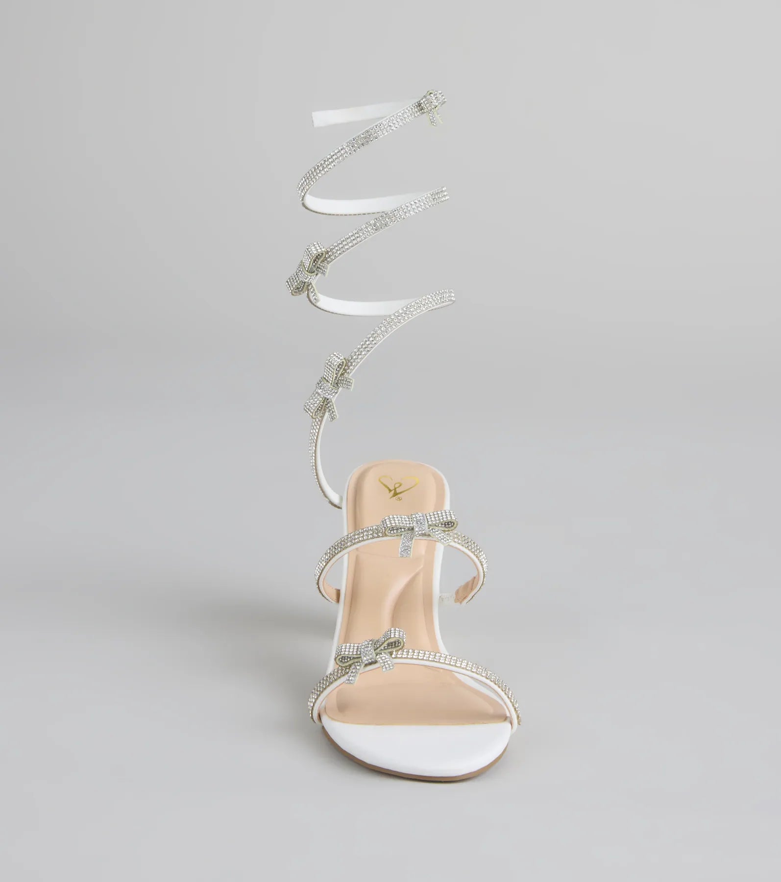 Put A Bow On It Rhinestone Bow Spiral Heels