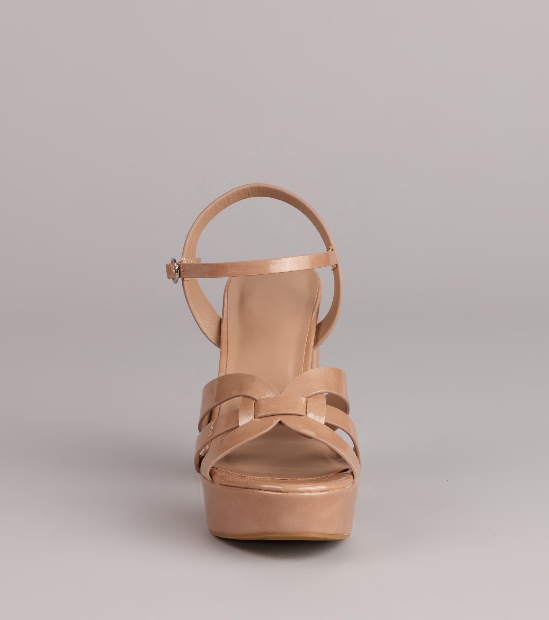 Glossed Up Patent Strappy Platform Heels